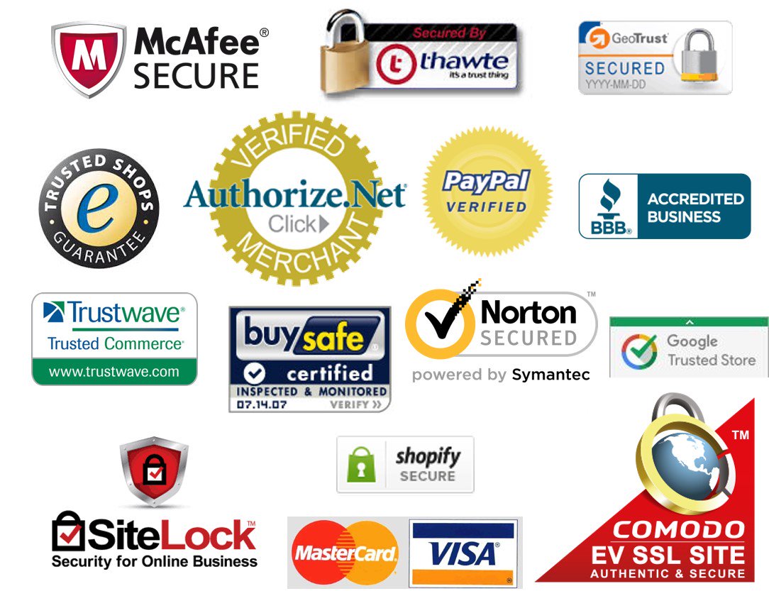 Website badges, which show sellers authority (safe, verified, etc.)